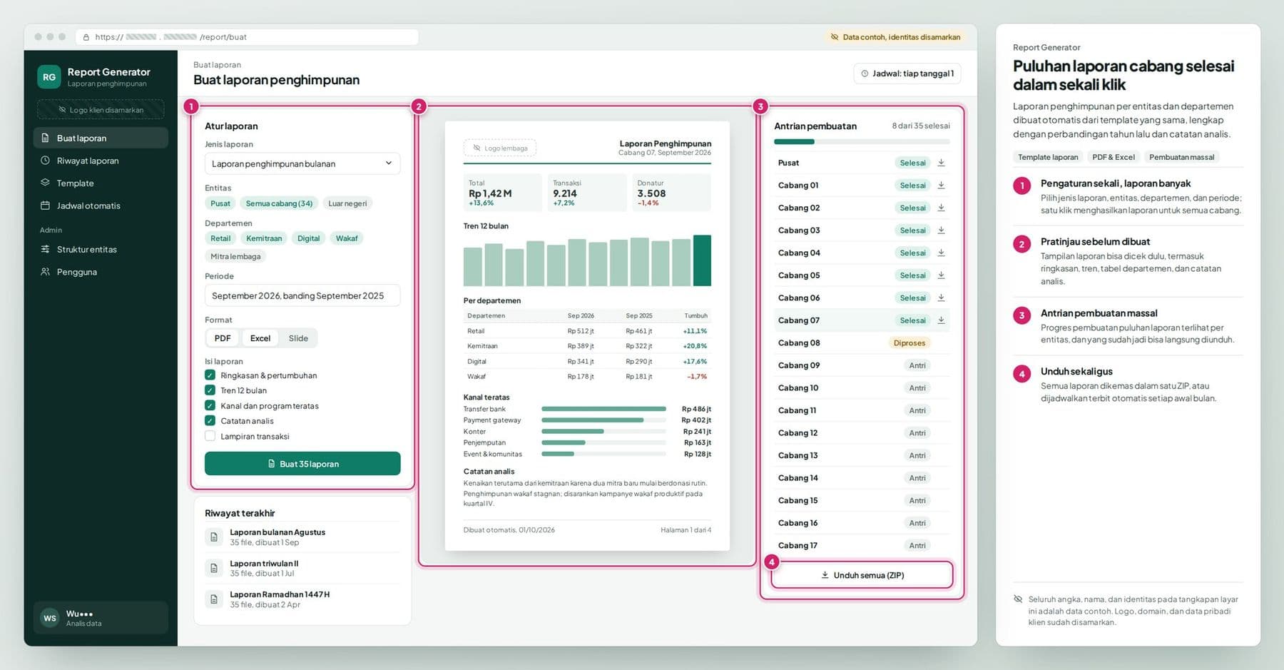Fitur utama Report Generator
