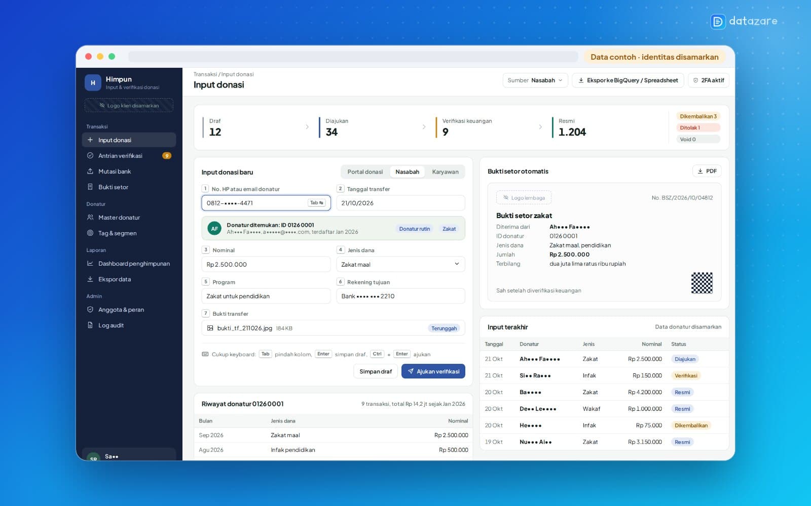 Tampilan Himpun: Aplikasi Input Donasi